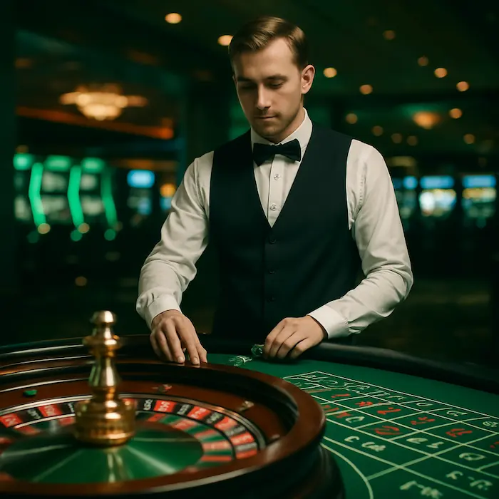 Live roulette table and dealer at Betway
